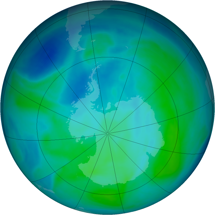 Antarctic ozone map for 01 February 2008